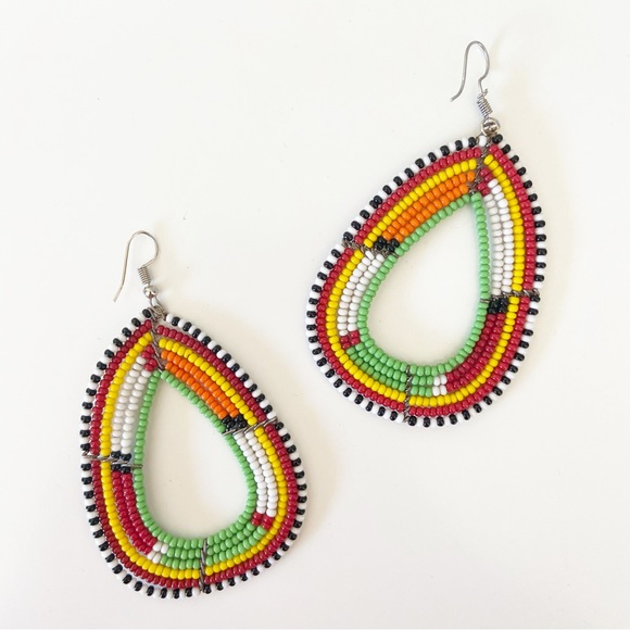 Ethically Handmade Statement Beaded Earrings from Zimbabwe Brand New - Picture 1 of 2